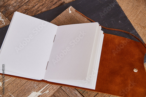 Blank Leather Journal Open