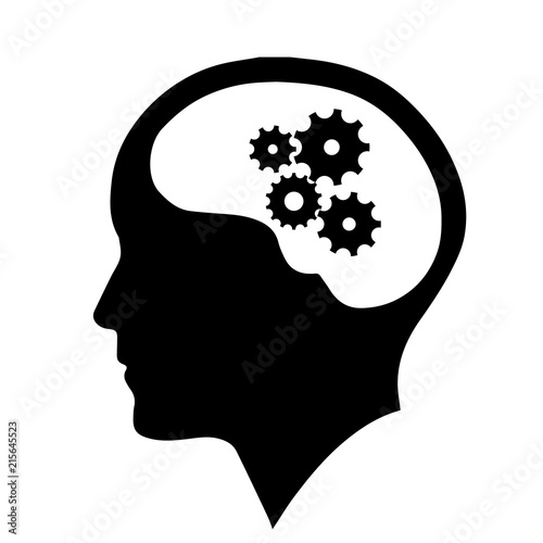 	 Human head wiith gears inside thinking vector