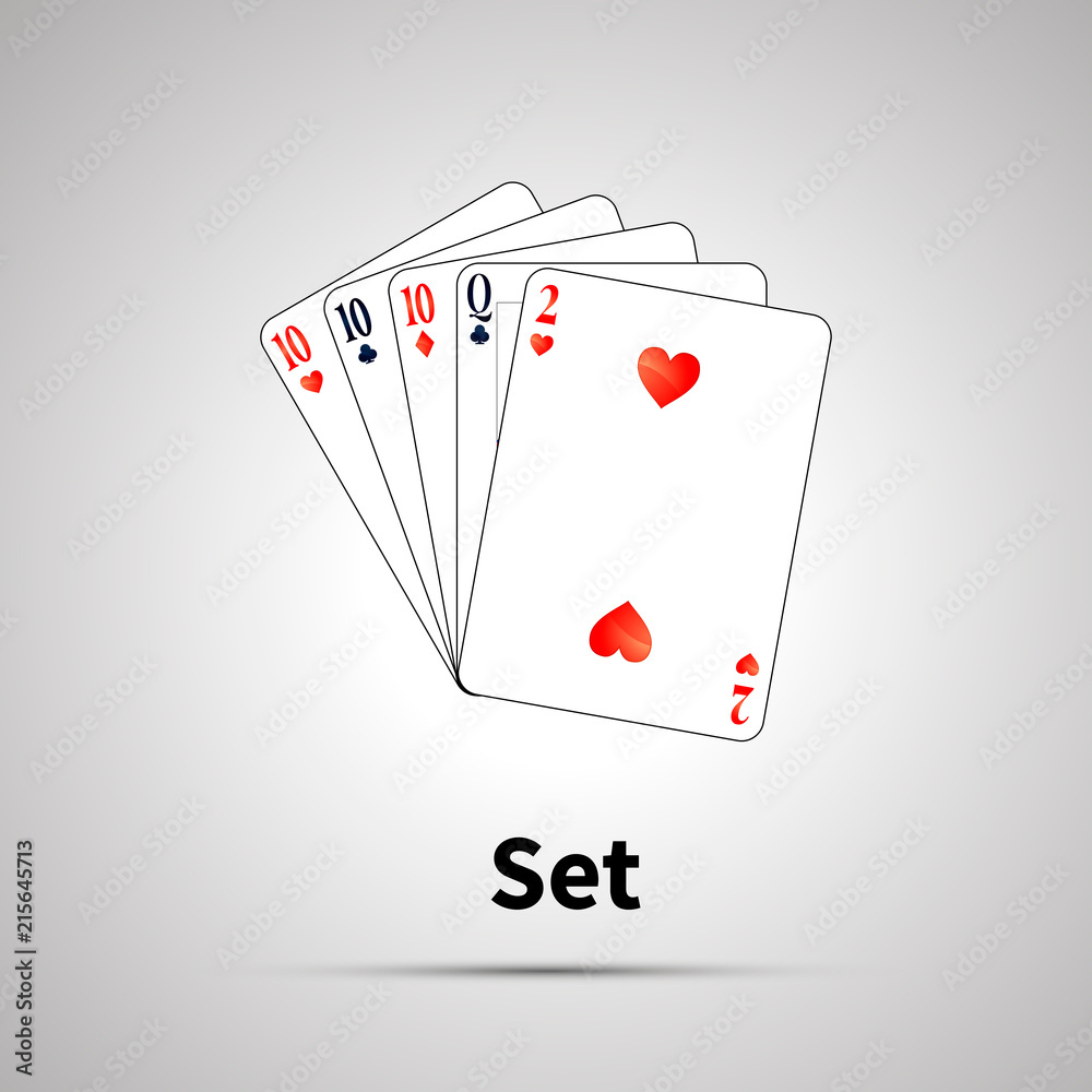 Obraz premium Set poker combination with shadow