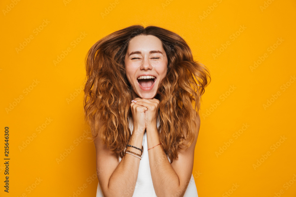 Portrait of an excited young girl screaming Portrait of an excited young girl screaming