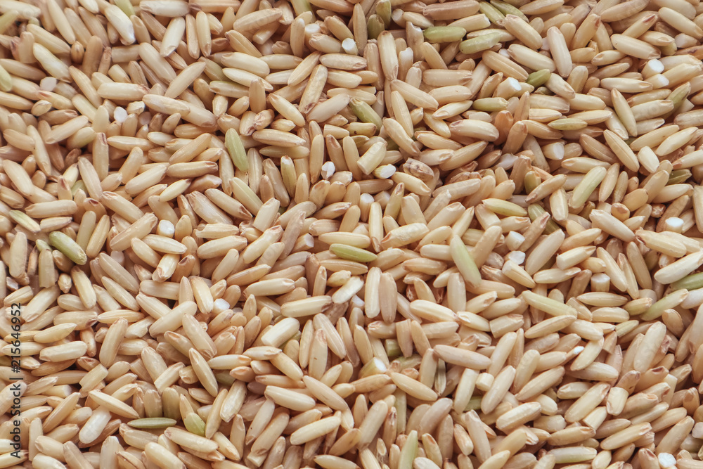 Raw brown rice. top view food background texture Raw brown rice. top view food background texture