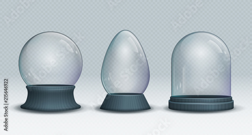 Set of Vector transparent empty snow globe. Christmas crystal ball.