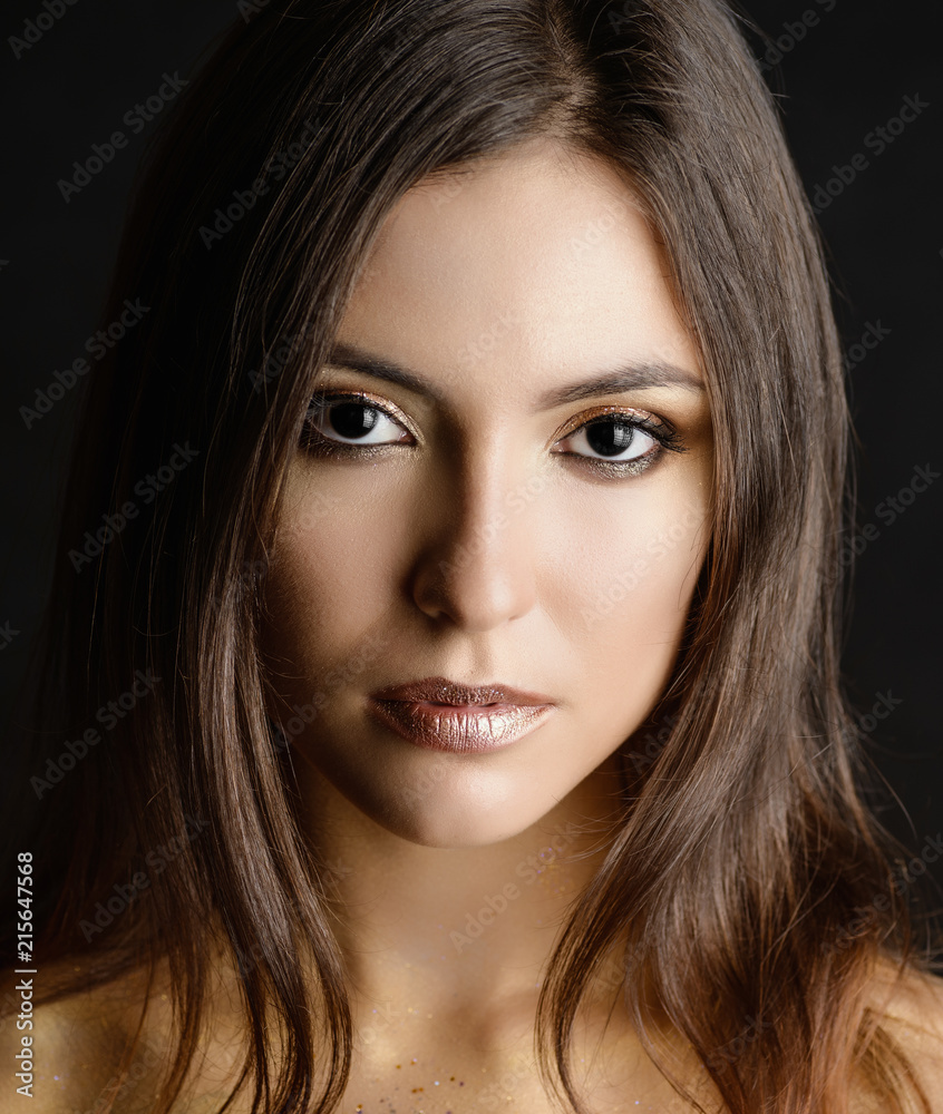 Woman with total black eyes. Studio shot. Woman with total black eyes. Studio shot.