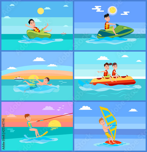 Activities of Summer Sport Vector Illustration