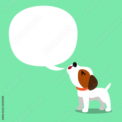 Vector cartoon character a jack russell terrier dog and speech bubble for design.