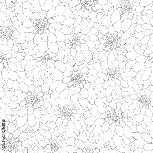 Fototapeta Naklejka Na Ścianę i Meble -  Dahlia Outline Seamless Background Style 2