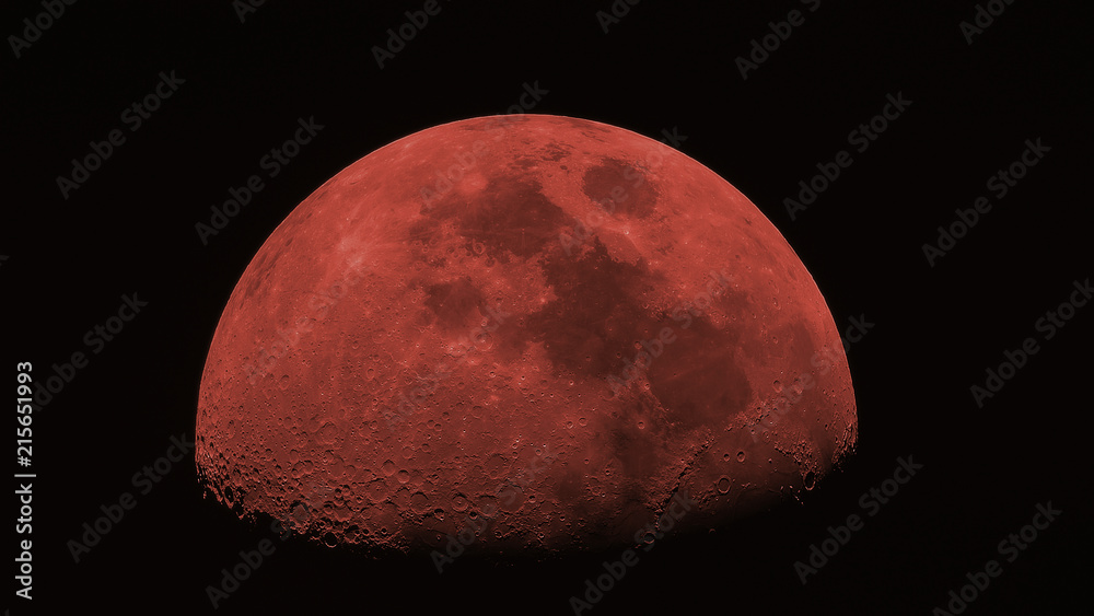 Obraz premium Red moon in the black sky.
