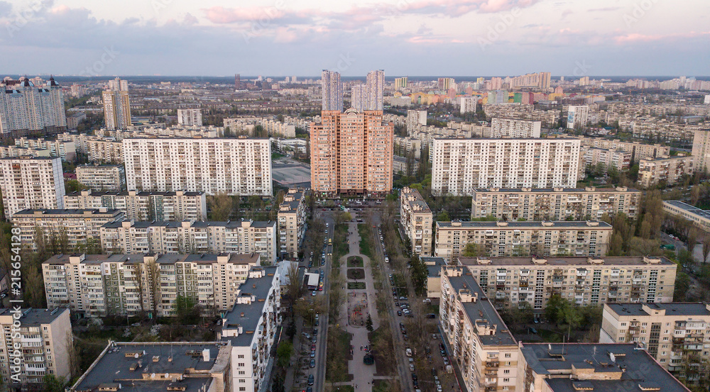 Aerial view of residential buildings in Kiev, Ukraine