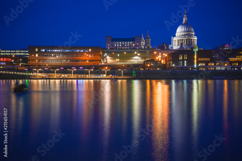 Long exposure, London riverside cityscape with St Paul's Cathedral