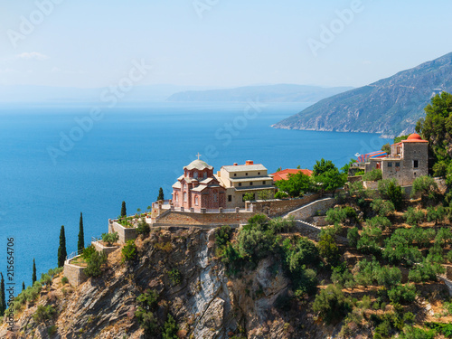 Tableau sur toile monastery buildings on Mount Athos, Greece