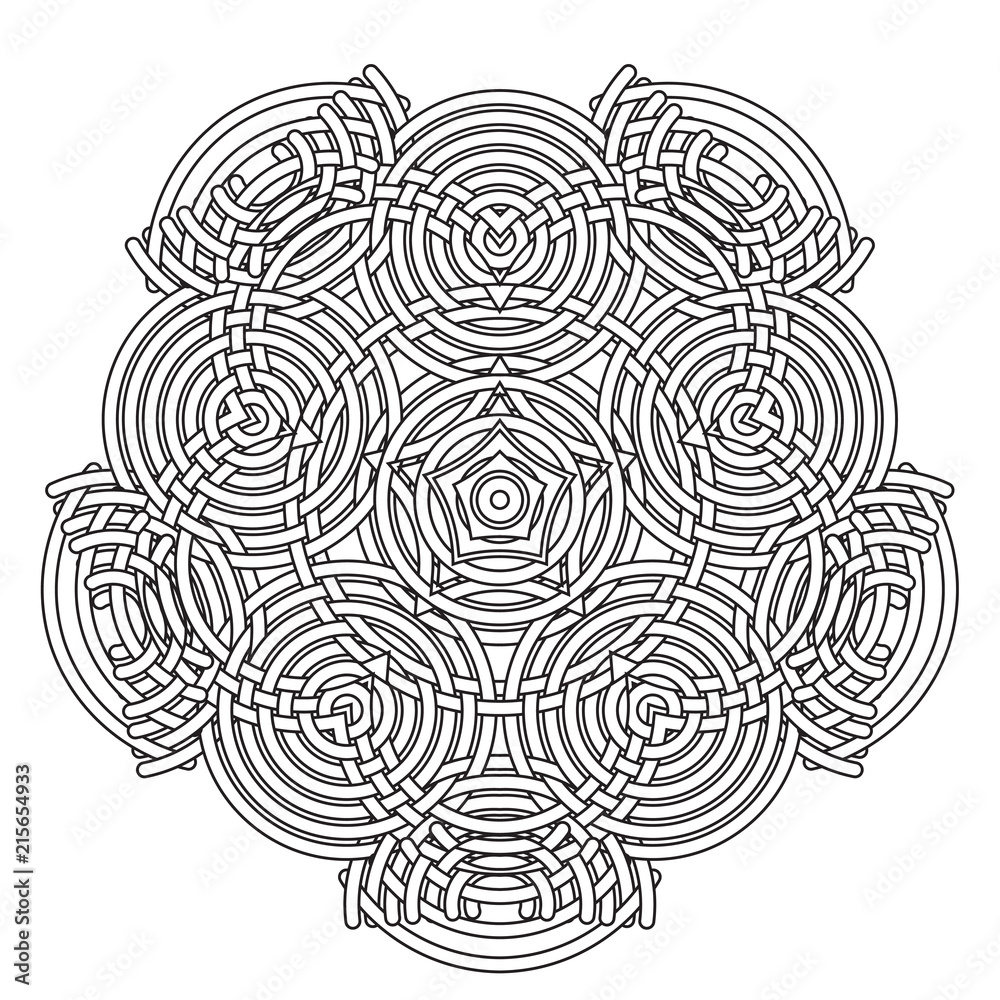 Black and white mandala vector isolated on white. Vector hand drawn circular decorative element.