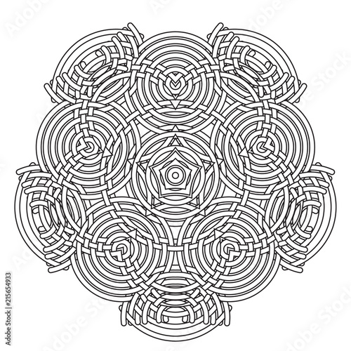 Black and white mandala vector isolated on white. Vector hand drawn circular decorative element.