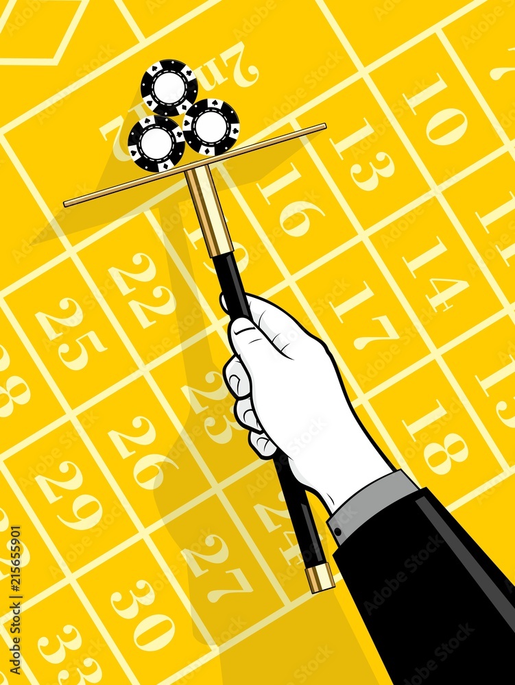 Croupier rake placing chips Stock Vector Adobe Stock