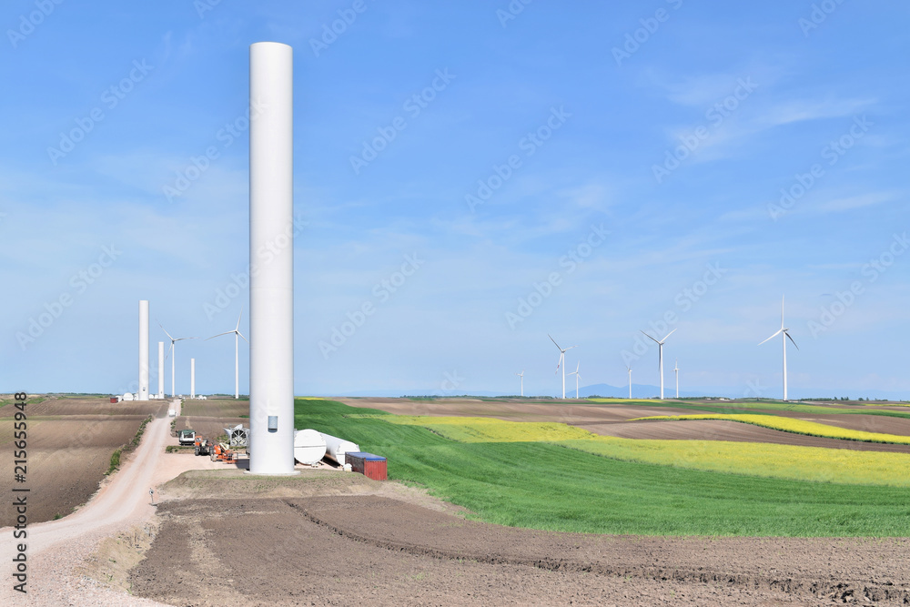 Construction site of wind farm in Alibunar, Serbia   
