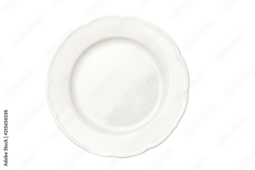 White plate, overhead view, isolated with clipping path White plate, overhead view, isolated with clipping path