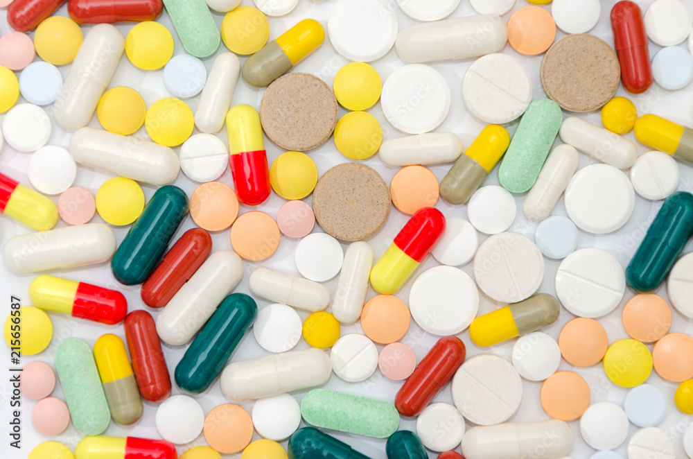 colorful medication. pharmaceutical background