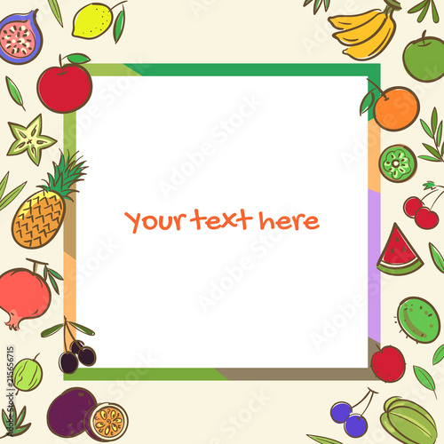 Fruits cute banner background template with copy space for promotional or sales event