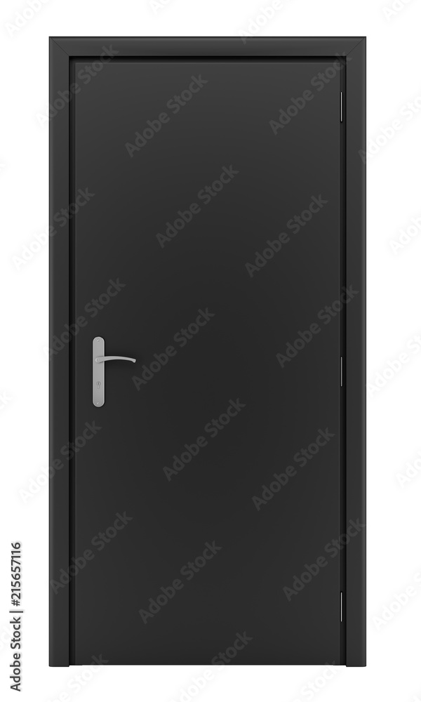 Naklejka premium black door isolated on white background