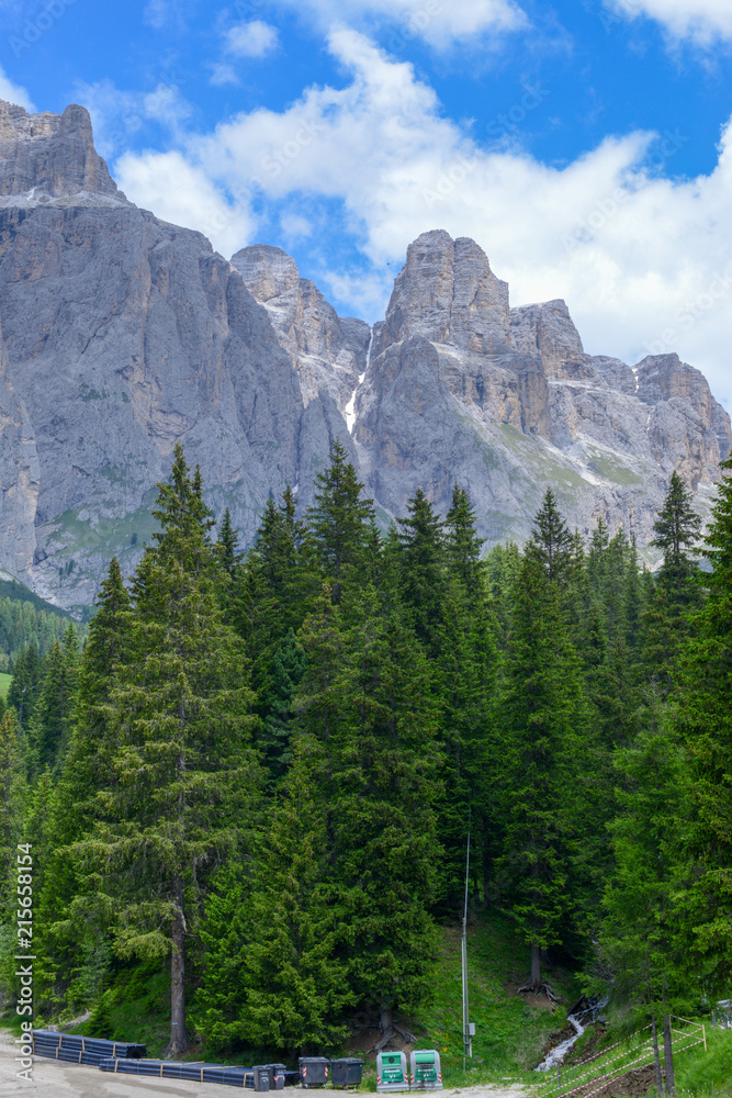 Plattkofel and Langkofel mountain ranges on the Dolomites