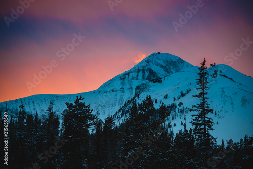 Lone Peak, Montana during sunset photo