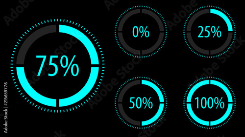 Circular progress icon set. Vector illustration.