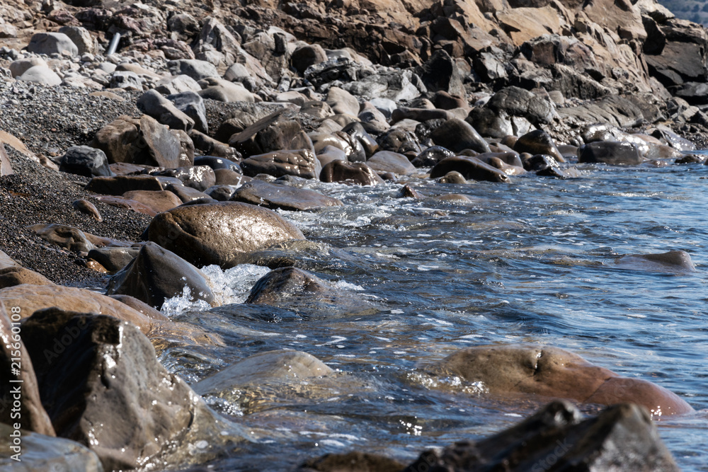 Fototapeta premium landscape, rocks, background, beach, stones