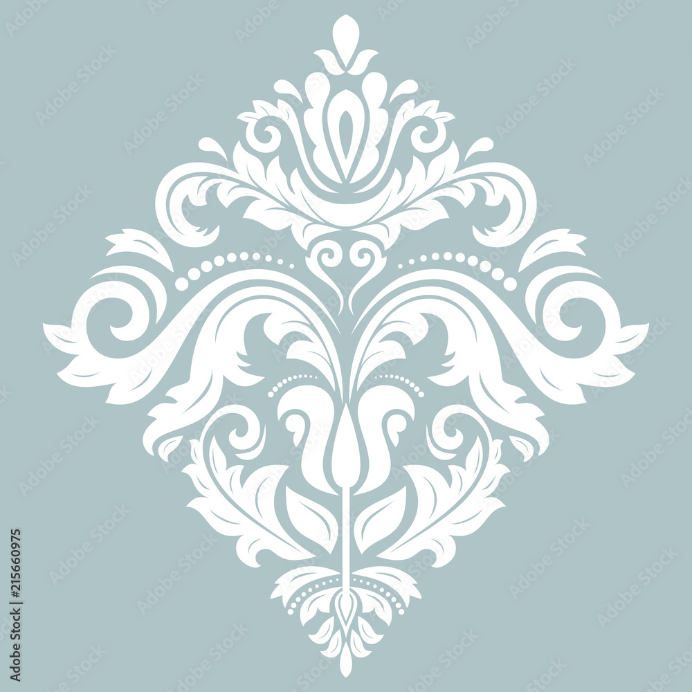 Elegant ornament in classic style. Abstract traditional pattern with oriental elements. Classic light blue and white vintage pattern Elegant ornament in classic style. Abstract traditional pattern with oriental elements. Classic light blue and white vintage pattern