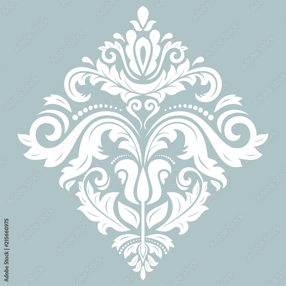 Elegant ornament in classic style. Abstract traditional pattern with oriental elements. Classic light blue and white vintage pattern