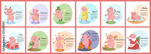 Pig calendar for 2019