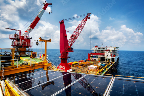Crane,Offshore crane,Pedestal crane in oil and gas industry offshore for transfer material or worker.