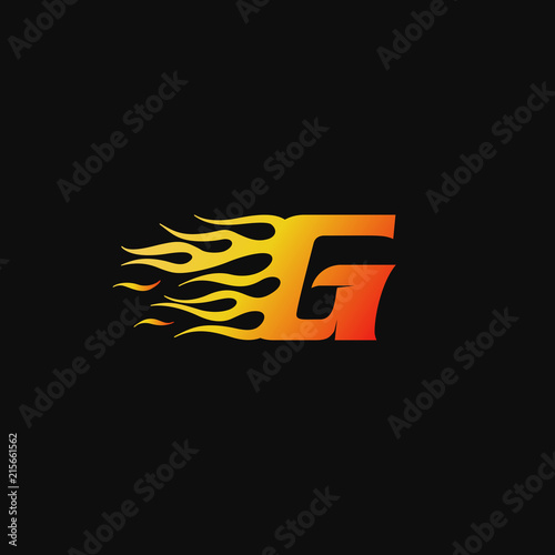 letter G Burning flame logo design template
