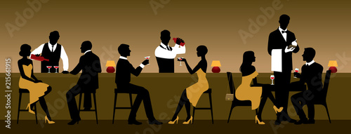 Men and women rest in a nightclub near the bar counter