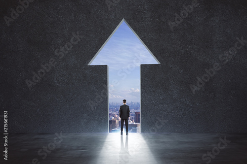 businessman in arrow exit