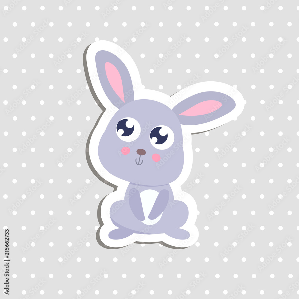 Cute little rabbit sticker vector illustration. Flat design. Cute little rabbit sticker vector illustration. Flat design.