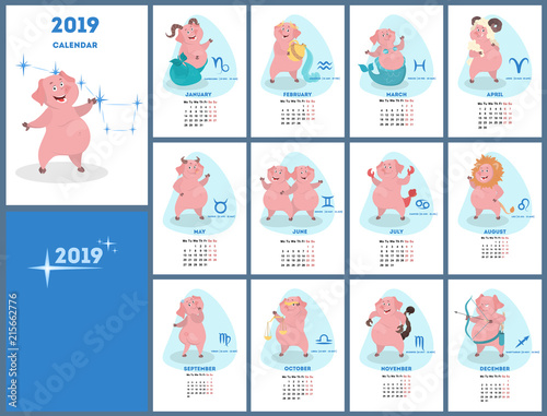 Creative pig calendar for 2019