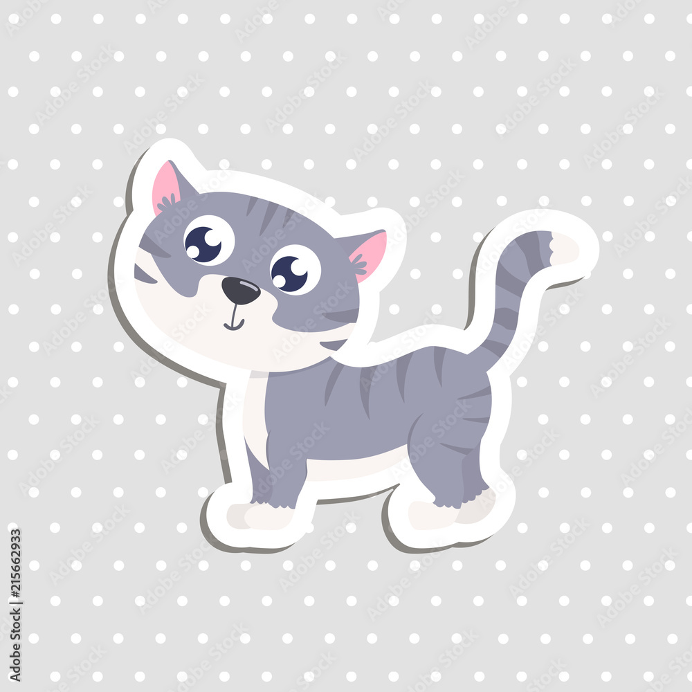 Cute cat sticker vector illustration.