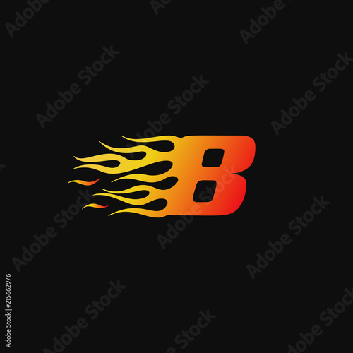 Number 8 Burning flame logo design template