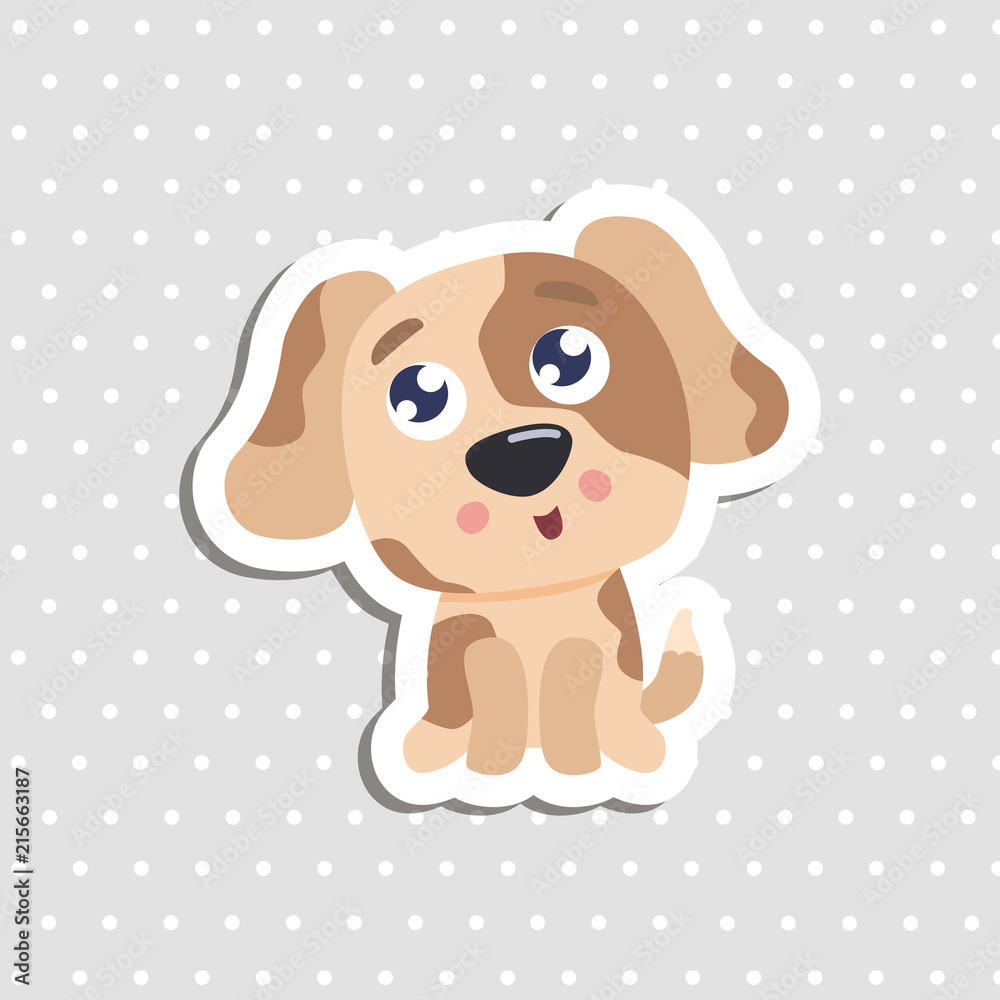 Cute puppy sticker vector illustration. Flat design. Cute puppy sticker vector illustration. Flat design.
