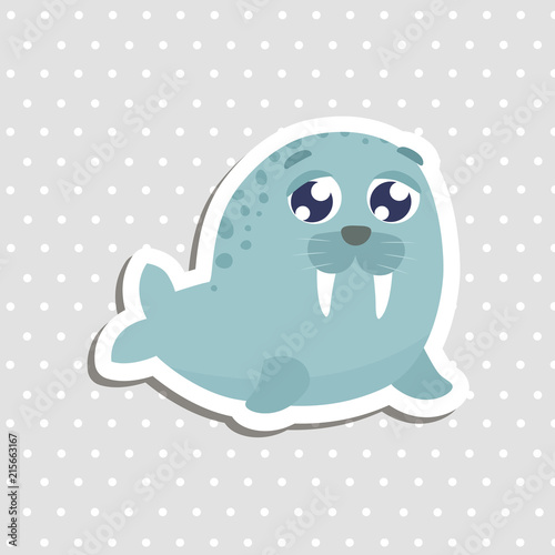 Cute walrus vector illustration.