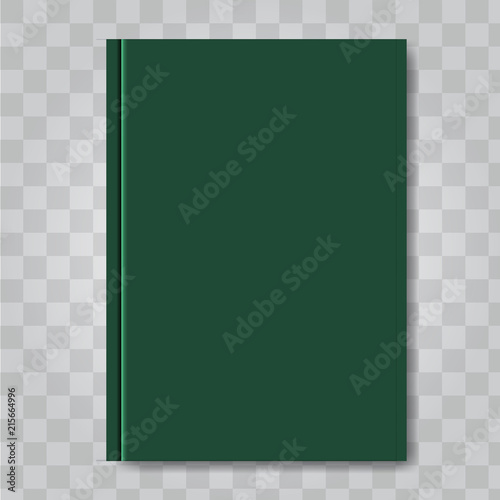 Vector Book cover mock up. Dark green color. Ready template blank white vertical design template.