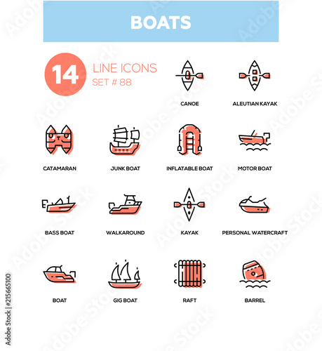 Boats - modern line design icons set