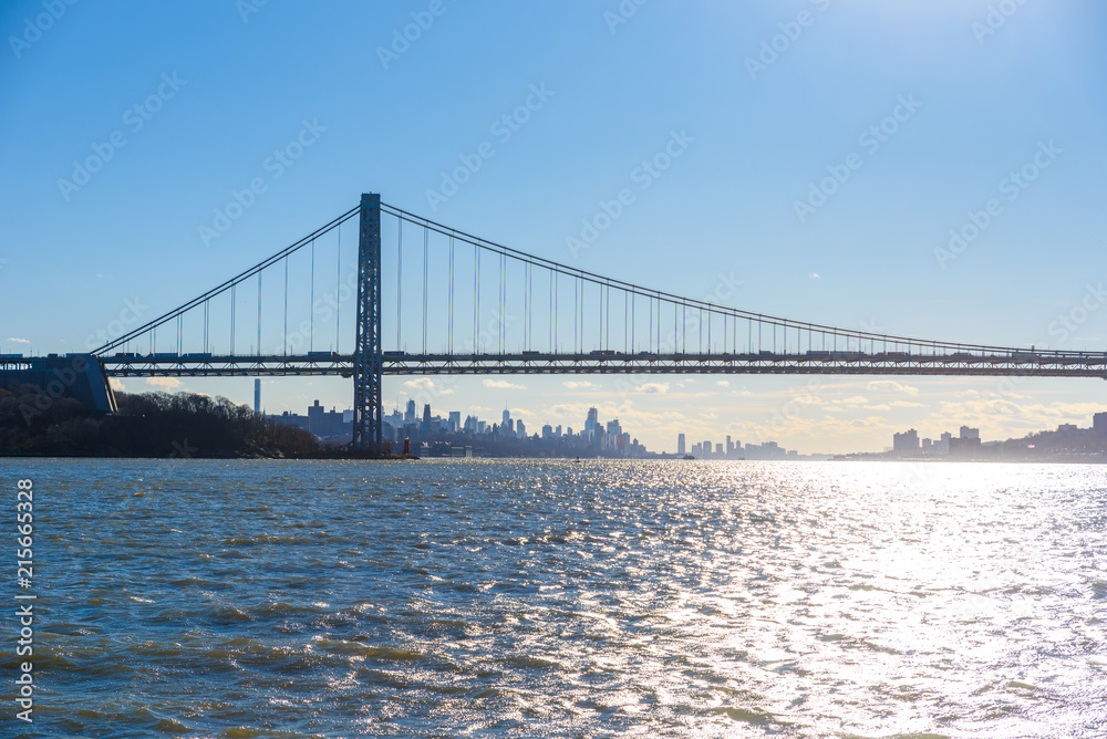 Panorama of Lower Manhattan New York City skyline from Hudson River, New York City, USA