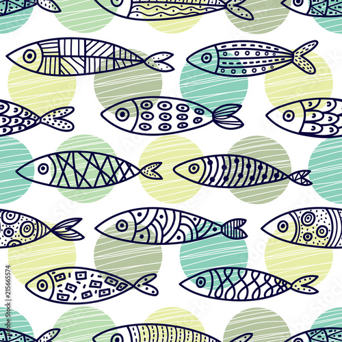 Cute fish. Kids background. Seamless pattern.