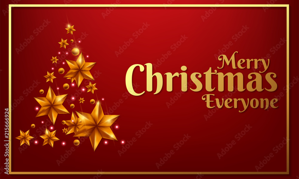 Christmas poster with gift on red backdrop