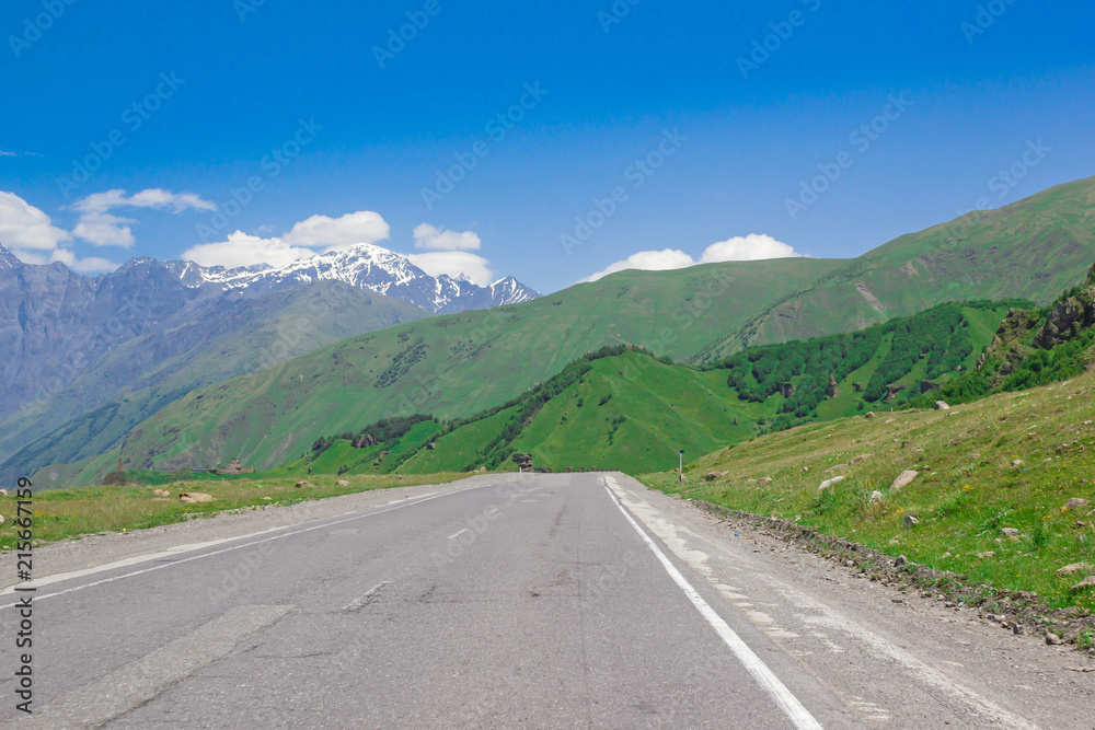 mountain road on a summer day