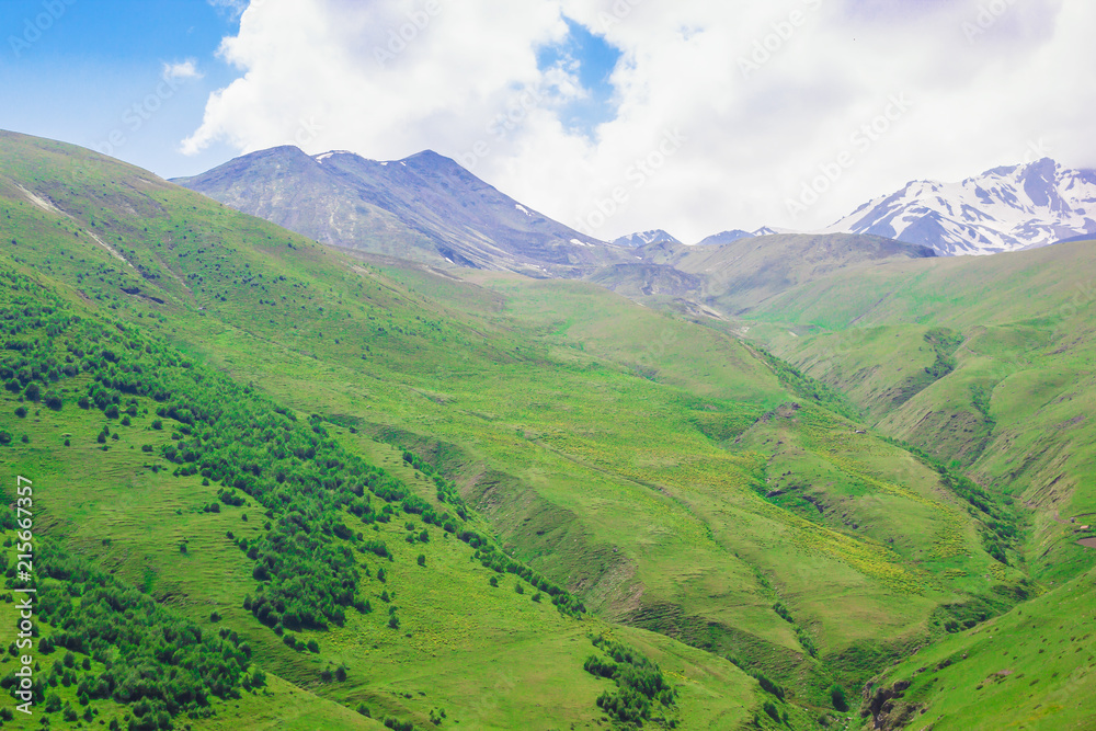 Fototapeta premium beautiful view of the mountains in a summer sunny day