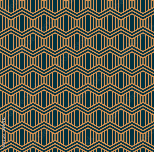 Vector seamless pattern. Modern stylish abstract texture. Repeating geometric tiles from striped elements © Saiful