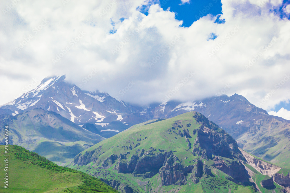 Fototapeta premium beautiful view of the mountains in a summer sunny day
