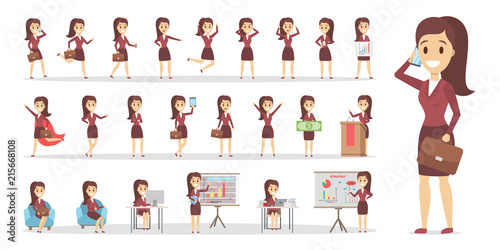 Set of business woman character
