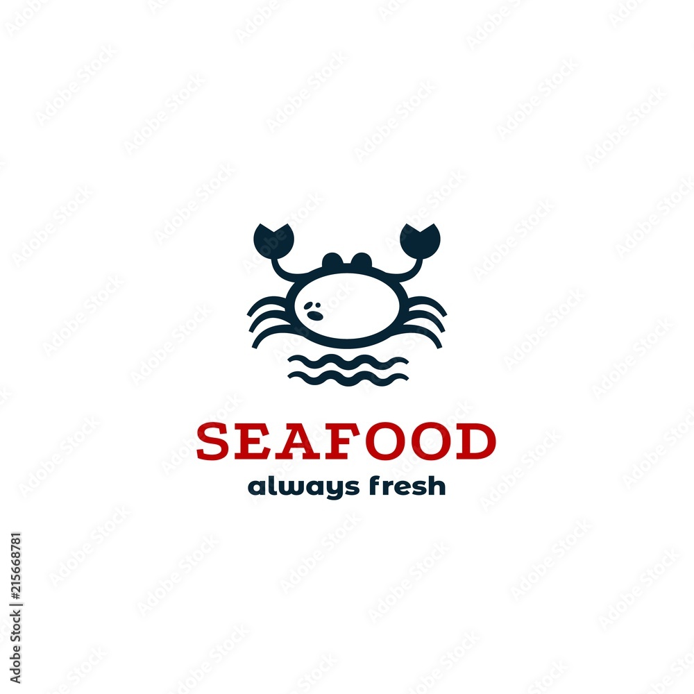 Seafood logo with crab. Vector crab icon for restaurants, shops and companies